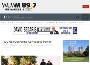 How wuwm.com looks like on a tablet such as an iPad.