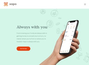 How xapo.com looks like on a tablet such as an iPad.