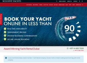 How xclusiveyachts.com looks like on a tablet such as an iPad.