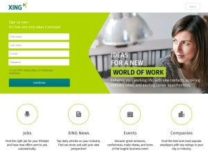 How xing.com looks like on a tablet such as an iPad.