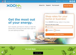 How xoomenergy.com looks like on a tablet such as an iPad.