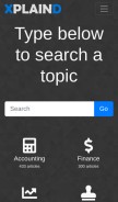 How xplaind.com looks like on a mobile device such as an iPhone.