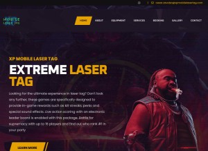 How xpmobilelasertag.com looks like on a tablet such as an iPad.