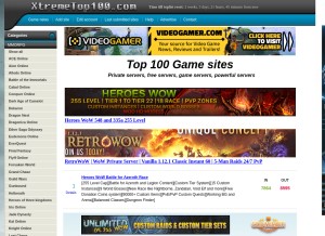 How xtremetop100.com looks like on a tablet such as an iPad.