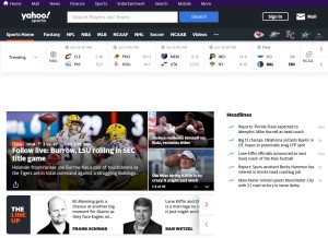How yahoosports.com looks like on a tablet such as an iPad.