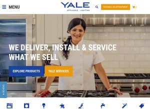 How yaleappliance.com looks like on a tablet such as an iPad.
