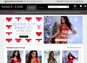How yandy.com looks like on a tablet such as an iPad.