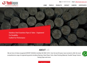 How yash-impex.com looks like on a tablet such as an iPad.