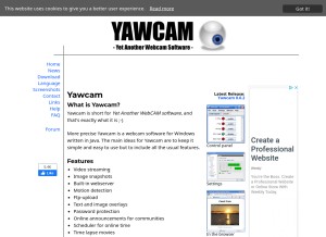 How yawcam.com looks like on a tablet such as an iPad.