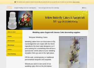 How yellowbutterflycakes.co.uk looks like on a tablet such as an iPad.