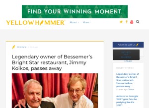 How yellowhammernews.com looks like on a tablet such as an iPad.