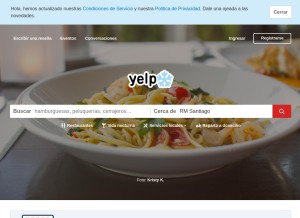 How yelp.cl looks like on a tablet such as an iPad.