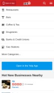 How yelp.com looks like on a mobile device such as an iPhone.