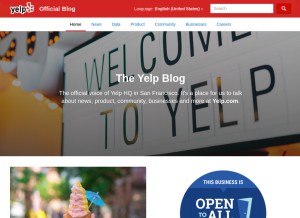 How yelpblog.com looks like on a tablet such as an iPad.
