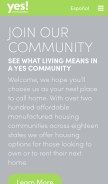 How yescommunities.com looks like on a mobile device such as an iPhone.