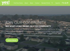 How yescommunities.com looks like on a tablet such as an iPad.