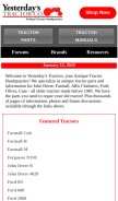 How yesterdaystractors.com looks like on a mobile device such as an iPhone.