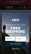 How yeti.com looks like on a mobile device such as an iPhone.