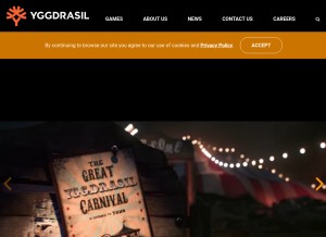 How yggdrasilgaming.com looks like on a tablet such as an iPad.