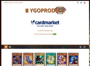 How ygoprodeck.com looks like on a tablet such as an iPad.
