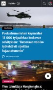 How yle.fi looks like on a mobile device such as an iPhone.