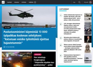 How yle.fi looks like on a tablet such as an iPad.
