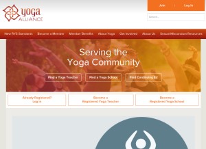 How yogaalliance.org looks like on a tablet such as an iPad.