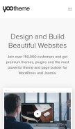 How yootheme.com looks like on a mobile device such as an iPhone.