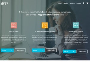 How yopify.com looks like on a tablet such as an iPad.