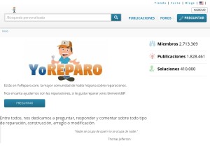 How yoreparo.com looks like on a tablet such as an iPad.