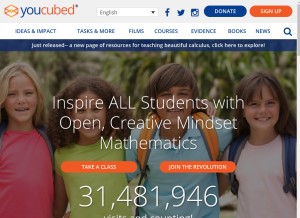 How youcubed.org looks like on a tablet such as an iPad.