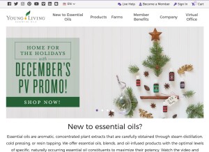 How youngliving.com looks like on a tablet such as an iPad.