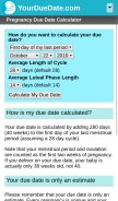 How yourduedate.com looks like on a mobile device such as an iPhone.