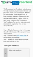 How yourfreecareertest.com looks like on a mobile device such as an iPhone.