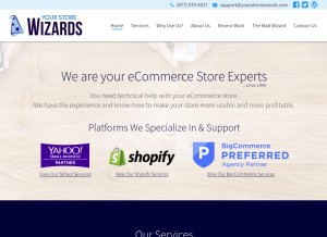 How yourstorewizards.com looks like on a tablet such as an iPad.