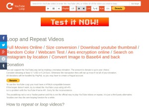 How youtubeloop.net looks like on a tablet such as an iPad.
