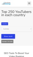 How youtuberankings.com looks like on a mobile device such as an iPhone.