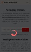 How youtubetaggenerator.com looks like on a mobile device such as an iPhone.