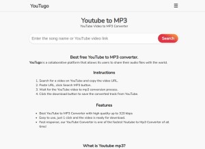 How youtugo.com looks like on a tablet such as an iPad.