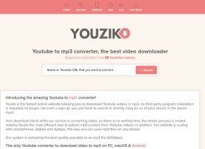 How youzik.com looks like on a tablet such as an iPad.
