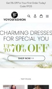 How yoyosfashion.com looks like on a mobile device such as an iPhone.