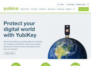 How yubico.com looks like on a tablet such as an iPad.