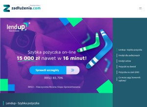 How zadluzenia.com looks like on a tablet such as an iPad.