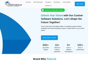 How zaigoinfotech.com looks like on a tablet such as an iPad.