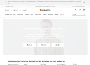 How zalando.at looks like on a tablet such as an iPad.