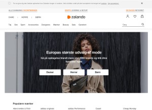 How zalando.dk looks like on a tablet such as an iPad.