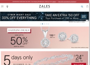 How zales.com looks like on a tablet such as an iPad.