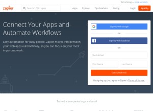 How zapier.com looks like on a tablet such as an iPad.