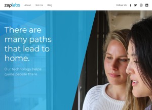 How zaplabs.com looks like on a tablet such as an iPad.