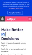 How zappi.io looks like on a mobile device such as an iPhone.